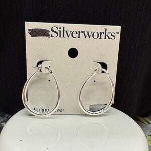 ⭐️Silverworks sterling silver teardrop hoop earrings nwt